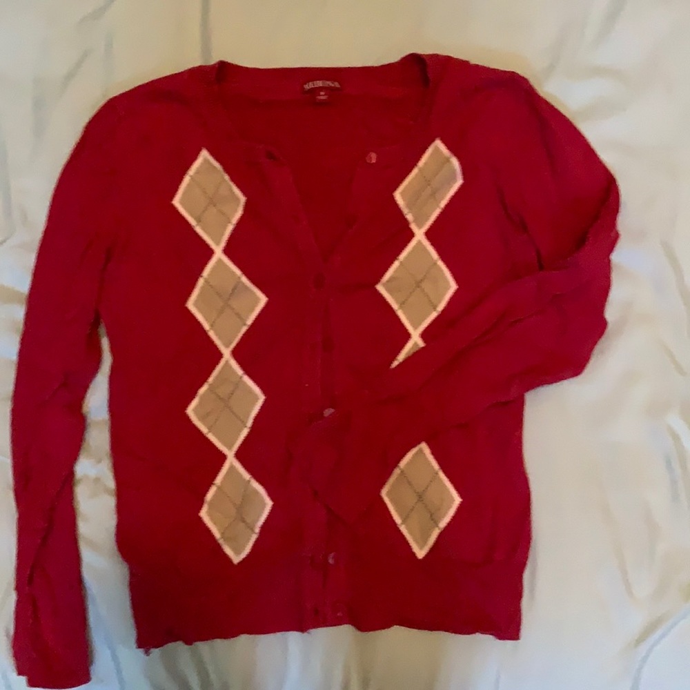 Merona Red Argyle Sweater
